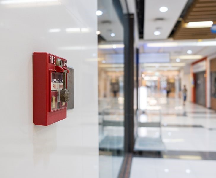 Fire Alarm Pull Down Panel in a shopping mall